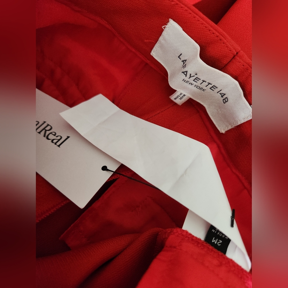 Lafayette 148 New York Red Pants Trousers Size 2 - Picture 3 of 3